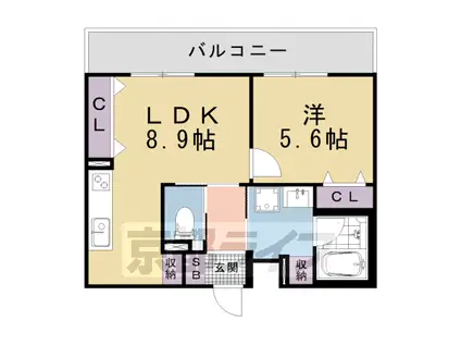 インサイトルポ山科新十条(1LDK/5階)の間取り写真