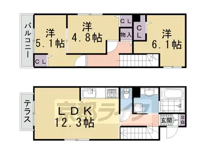 深草プロジェクトD棟(3LDK/1階)の間取り写真