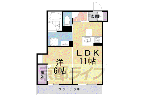 レフィシア松ヶ崎(1LDK/1階)の間取り写真