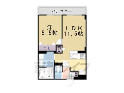東海道本線 桂川駅(京都) 徒歩3分 6階建 築3年(1LDK/5階)の間取り写真