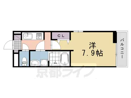 阪急電鉄京都線 西向日駅 徒歩12分 3階建 築3年(1K/3階)の間取り写真