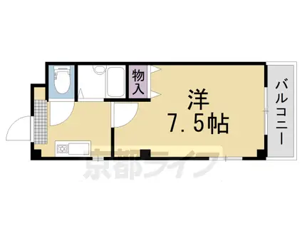 山陰本線 円町駅 徒歩2分 4階建 築30年(1K/4階)の間取り写真