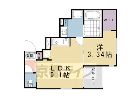 東海道本線 西大路駅 徒歩13分 3階建 築1年(1LDK/1階)の間取り写真