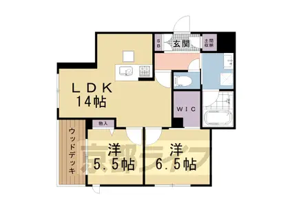 京都市烏丸線 松ケ崎駅(京都) 徒歩3分 2階建 築3年(2LDK/1階)の間取り写真