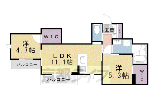 シャンヴェール松ヶ崎(2LDK/2階)の間取り写真