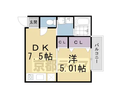 淀キャッスル(1DK/2階)の間取り写真