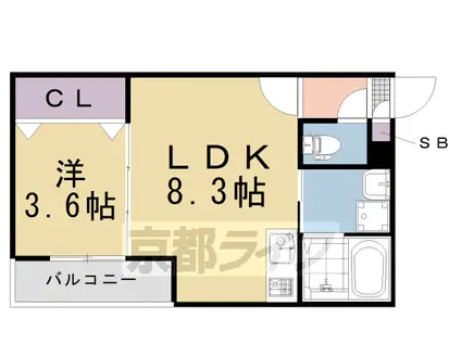 京阪電気鉄道京阪線 中書島駅 徒歩12分 3階建 築3年(1LDK/3階)の間取り写真