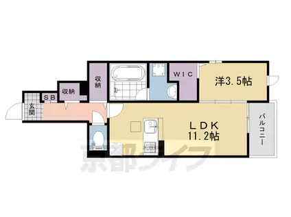 奈良線 木幡駅(ＪＲ) 徒歩1分 3階建 築1年(1LDK/1階)の間取り写真