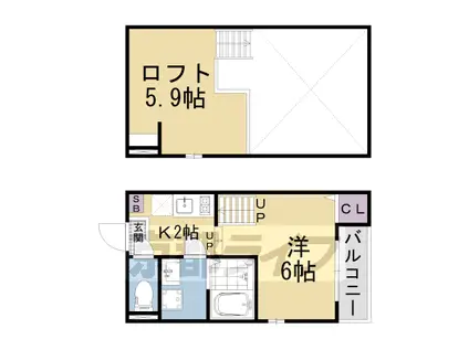 京阪電気鉄道京津線 四宮駅 徒歩4分 2階建 築3年(1K/2階)の間取り写真