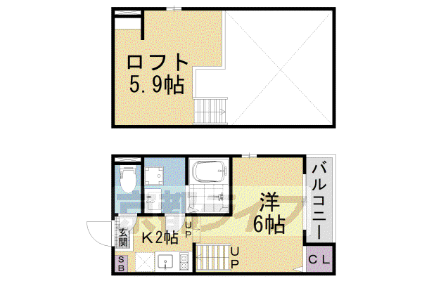 京阪電気鉄道京津線 四宮駅 徒歩4分 2階建 築4年(1K/1階)の間取り写真