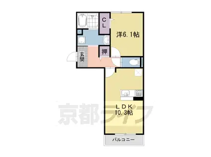 京都市東西線 御陵駅 徒歩18分 3階建 築3年(1LDK/3階)の間取り写真