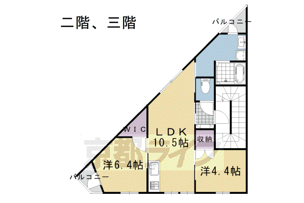 阪急電鉄京都線 大宮駅(京都) 徒歩6分 3階建 築4年(2LDK/2階)の間取り写真