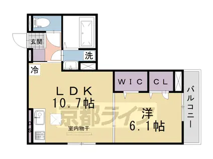 阪急電鉄京都線 桂駅 徒歩17分 2階建 築1年(1LDK/1階)の間取り写真