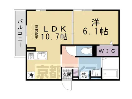 阪急電鉄京都線 桂駅 徒歩17分 2階建 築1年(1LDK/2階)の間取り写真