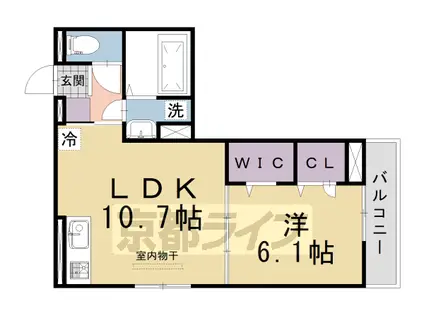 阪急電鉄京都線 桂駅 徒歩17分 2階建 築1年(1LDK/2階)の間取り写真