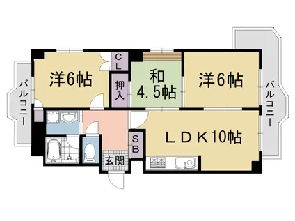 シャリマー西高瀬(3LDK/9階)の間取り写真
