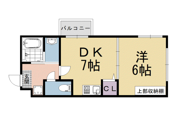山陰本線 丹波口駅 徒歩7分 4階建 築13年(1DK/3階)の間取り写真