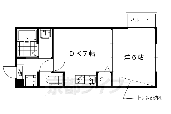 山陰本線 丹波口駅 徒歩7分 4階建 築13年(1DK/2階)の間取り写真