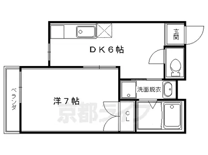 阪急電鉄京都線 大宮駅(京都) 徒歩6分 2階建 築32年(1K/2階)の間取り写真
