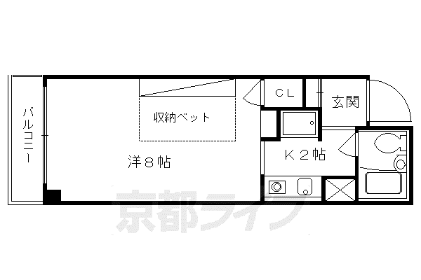 東海道本線 西大路駅 徒歩10分 5階建 築34年(1K/3階)の間取り写真