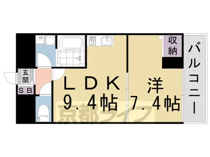 京福北野線 北野白梅町駅 徒歩8分 5階建 築3年(1LDK/3階)の間取り写真