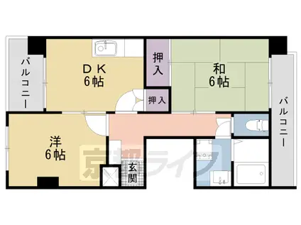 グレース西大路(2DK/5階)の間取り写真