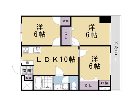 東和ハイツ(3LDK/10階)の間取り写真