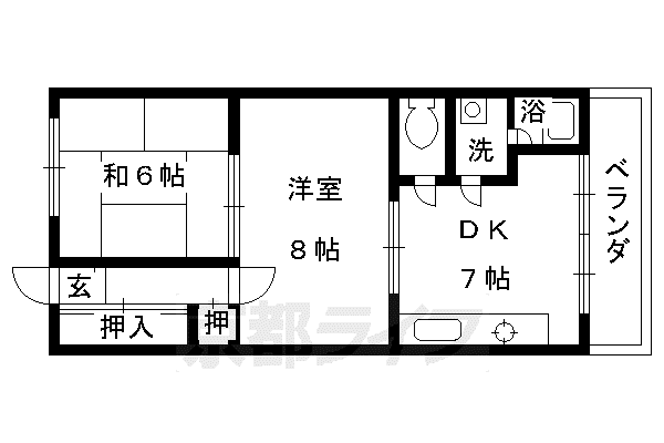阪急電鉄京都線 西京極駅 徒歩15分 5階建 築43年(2DK/3階)の間取り写真
