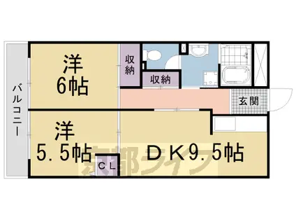 東海道本線 西大路駅 徒歩10分 6階建 築45年(2LDK/1階)の間取り写真