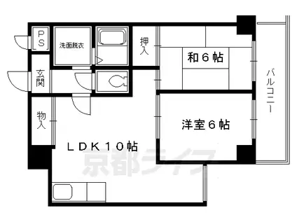 東海道本線 西大路駅 徒歩12分 6階建 築35年(2LDK/2階)の間取り写真