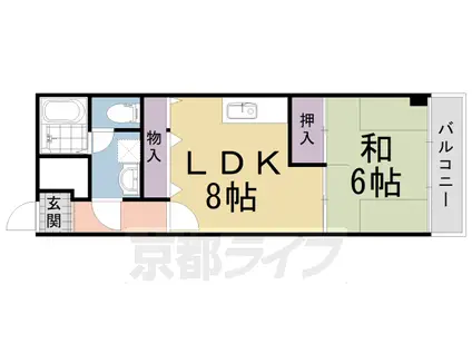 東海道本線 向日町駅 徒歩18分 7階建 築33年(1LDK/1階)の間取り写真
