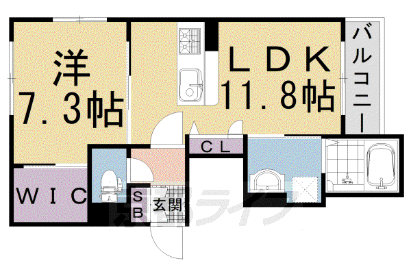 阪急電鉄京都線 西院駅(阪急) 徒歩9分 3階建 築3年(1LDK/3階)の間取り写真