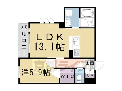 阪急電鉄京都線 西院駅(阪急) 徒歩9分 3階建 築3年(1LDK/3階)の間取り写真