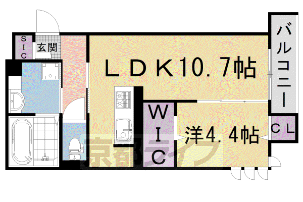 阪急電鉄京都線 西京極駅 徒歩6分 3階建 築3年(1LDK/2階)の間取り写真