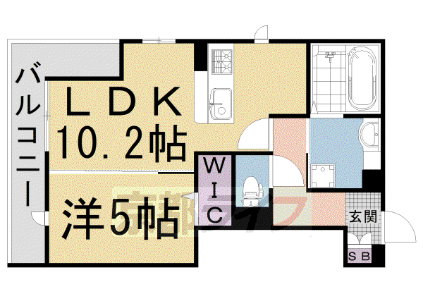 阪急電鉄京都線 西京極駅 徒歩6分 3階建 築3年(1LDK/2階)の間取り写真