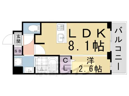 ファステート京都西陣エール(1LDK/2階)の間取り写真