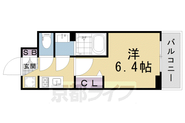 京都市烏丸線 今出川駅 徒歩14分 5階建 築4年(1K/4階)の間取り写真
