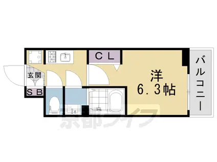 京都市烏丸線 今出川駅 徒歩14分 5階建 築3年(1K/5階)の間取り写真