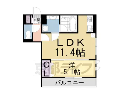 近鉄京都線 久津川駅 徒歩7分 3階建 築3年(1LDK/2階)の間取り写真