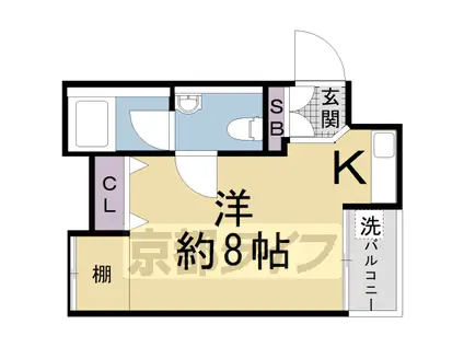 京都市烏丸線 十条駅(京都市営) 徒歩5分 5階建 築37年(ワンルーム/3階)の間取り写真