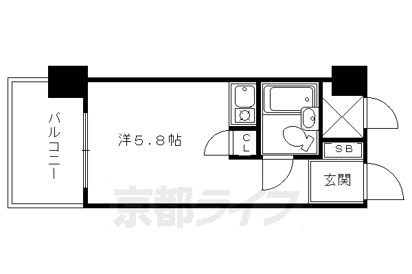 東海道本線 京都駅 徒歩12分 7階建 築36年(ワンルーム/1階)の間取り写真