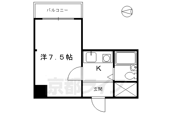 東海道本線 京都駅 徒歩12分 7階建 築36年(1K/7階)の間取り写真