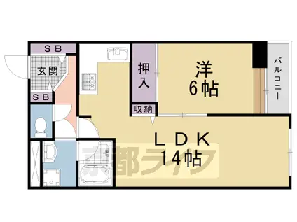 東海道本線 西大路駅 徒歩22分 5階建 築39年(1LDK/5階)の間取り写真
