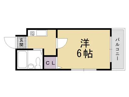 京都市烏丸線 九条駅(京都) 徒歩1分 3階建 築40年(1K/3階)の間取り写真