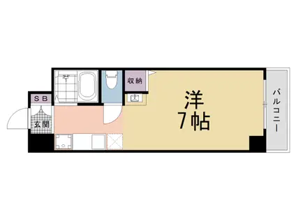 近鉄京都線 東寺駅 徒歩5分 5階建 築39年(1K/5階)の間取り写真