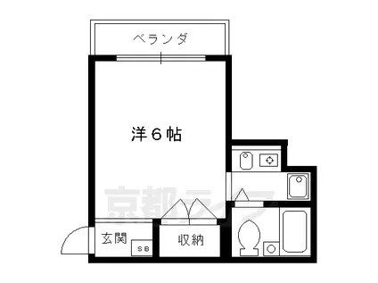 京都市烏丸線 十条駅(京都市営) 徒歩5分 5階建 築33年(1K/5階)の間取り写真