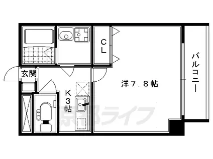 京阪電気鉄道京阪線 清水五条駅 徒歩10分 3階建 築21年(1K/2階)の間取り写真