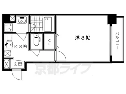 京阪電気鉄道京阪線 清水五条駅 徒歩10分 3階建 築21年(1K/3階)の間取り写真