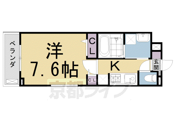 東海道本線 西大路駅 徒歩20分 3階建 築3年(1K/3階)の間取り写真