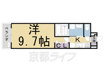 東海道本線 西大路駅 徒歩20分 3階建 築3年(1K/2階)の間取り写真